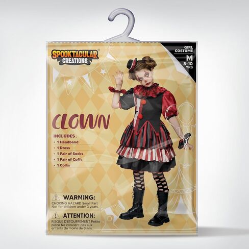 زي المهرج المخيف للفتيات من Spooktacular Creations، زي الهالوين للأطفال، زي المهرج الملتوي in Saudi Arabia