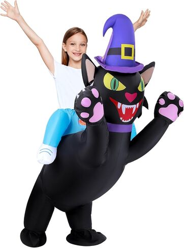 زي القط القابل للنفخ، أزياء الهالوين المنفجرة للركوب على أزياء القطط، أزياء تنكرية مضحكة للأطفال والنساء in Kuwait