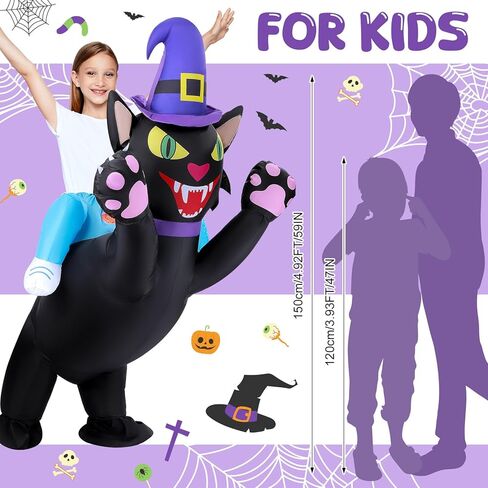 زي القط القابل للنفخ، أزياء الهالوين المنفجرة للركوب على أزياء القطط، أزياء تنكرية مضحكة للأطفال والنساء in Kuwait
