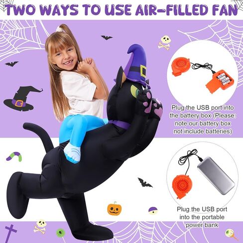 زي القط القابل للنفخ، أزياء الهالوين المنفجرة للركوب على أزياء القطط، أزياء تنكرية مضحكة للأطفال والنساء in Kuwait