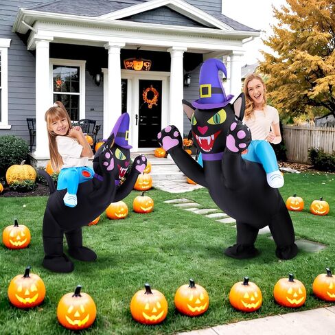 زي القط القابل للنفخ، أزياء الهالوين المنفجرة للركوب على أزياء القطط، أزياء تنكرية مضحكة للأطفال والنساء in Kuwait