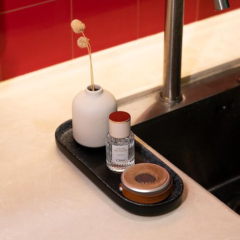 Large Ceramic Bathroom Vanity Tray, 10" Decorative Tray for Countertop, Soap Dispenser Tray for Kitchen Sink, Countertop Organizer for Jewelry, Cosmetics, Candles, Lotion and Perfume (Blue) in Kuwait