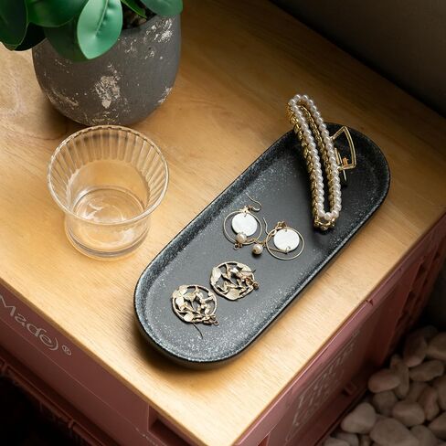 Large Ceramic Bathroom Vanity Tray, 10" Decorative Tray for Countertop, Soap Dispenser Tray for Kitchen Sink, Countertop Organizer for Jewelry, Cosmetics, Candles, Lotion and Perfume (Blue) in Kuwait