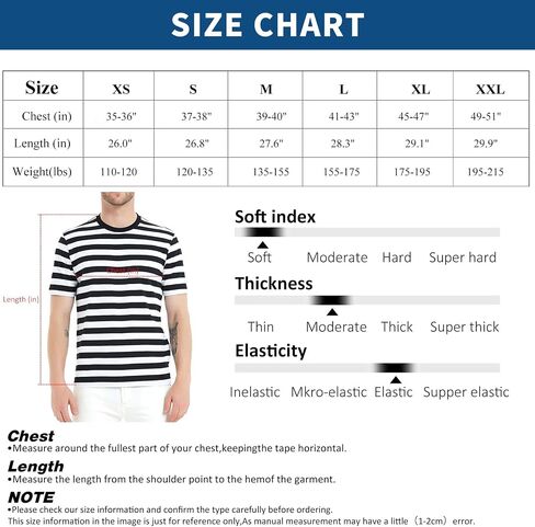 LEDING Mens Shirts Striped Crewneck Short Sleeve Soft Elastic Cotton Basic Pullover Black White Stripe tee Shirt in Saudi Arabia