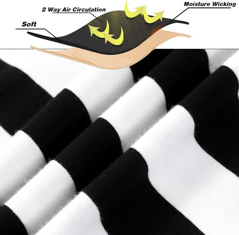 LEDING Mens Shirts Striped Crewneck Short Sleeve Soft Elastic Cotton Basic Pullover Black White Stripe tee Shirt in Saudi Arabia