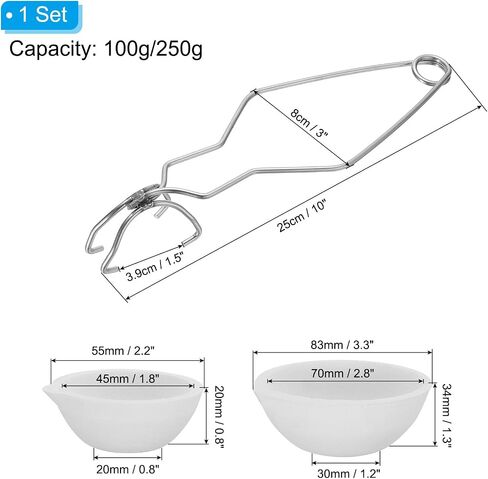 PATIKIL Small Melting Ceramic Crucible Bowl Dish Cup Set Include Whip Tongs Handle, Quartz Crucible Kit for Melting Metal, 3 Pcs 100g 250g in Saudi Arabia