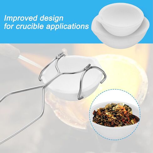 PATIKIL Small Melting Ceramic Crucible Bowl Dish Cup Set Include Whip Tongs Handle, Quartz Crucible Kit for Melting Metal, 3 Pcs 100g 250g in Saudi Arabia