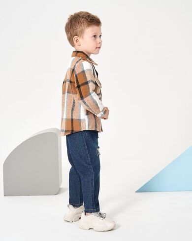 Renotemy Toddler Baby Boy Clothes Outfits Baby Boy Plaid Sweatsuit Jeans Denim Fall Winter Pants Set Toddler Clothes For Boys in Kuwait