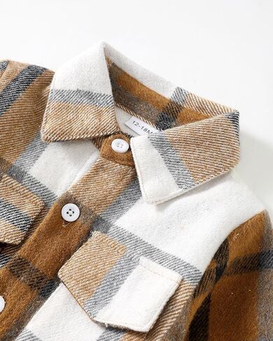 Renotemy Toddler Baby Boy Clothes Outfits Baby Boy Plaid Sweatsuit Jeans Denim Fall Winter Pants Set Toddler Clothes For Boys in Kuwait