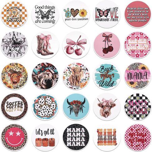 MUBYOK 3inch Pack of 100 Freshie Cardstock Cutouts Round for Car Freshies Supplies,Aroma Beads and Circles Freshies Silicone Molds Accessories, MAMA, Western, Funny Quote, Cow, Smile,Coffee,Bow in Saudi Arabia