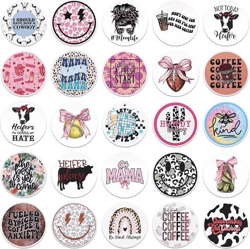 MUBYOK 3inch Pack of 100 Freshie Cardstock Cutouts Round for Car Freshies Supplies,Aroma Beads and Circles Freshies Silicone Molds Accessories, MAMA, Western, Funny Quote, Cow, Smile,Coffee,Bow in Saudi Arabia