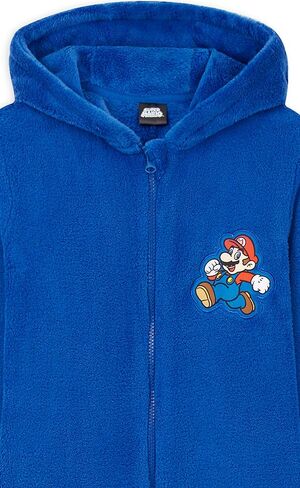 Super Mario Boys Pyjama, Fleece Pyjamas Age 4-15, Gifts for Gamers Boys Teens (Blue, 9-10 Years) in Saudi Arabia