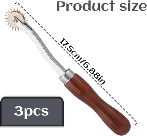 LUNARM 1 PCS Tracing Wheel Sewing Tool - Professional Stitch Marking Spacer, 4mm Leather Needle Point Tracing Wheel with Wooden Handle for Arts and Leather Crafts in Saudi Arabia