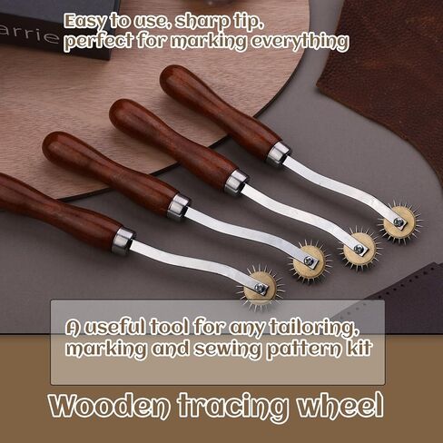 LUNARM 1 PCS Tracing Wheel Sewing Tool - Professional Stitch Marking Spacer, 4mm Leather Needle Point Tracing Wheel with Wooden Handle for Arts and Leather Crafts in Saudi Arabia