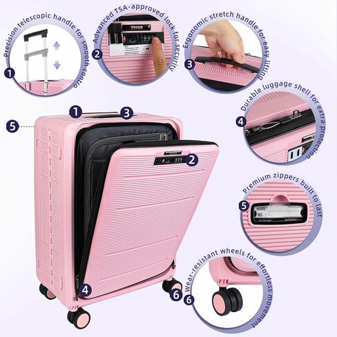 20-Inch Lightweight Collapsible Expandable Carry-On Suitcase – Water and Impact Resistant, Silent Double Spinner Wheels, Airline Approved (Black) in Saudi Arabia