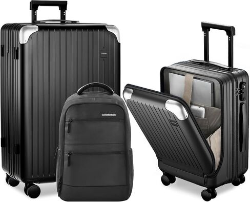 LARVENDER Expandable Carry On Luggage sets 22x14x9 Airline Approved 20inch ABS+PC Hardshell Suitcase with Front Pocket, TSA Lock, Lightweight Luggage for Men & Women, Grey in Saudi Arabia