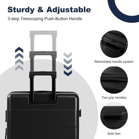 LARVENDER Expandable Carry On Luggage sets 22x14x9 Airline Approved 20inch ABS+PC Hardshell Suitcase with Front Pocket, TSA Lock, Lightweight Luggage for Men & Women, Grey in Saudi Arabia