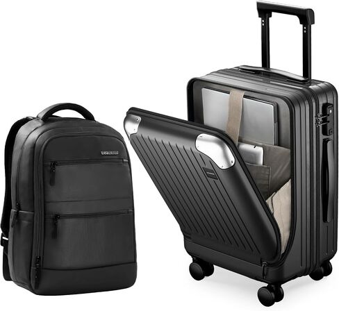 LARVENDER Expandable Carry On Luggage sets 22x14x9 Airline Approved 20inch ABS+PC Hardshell Suitcase with Front Pocket, TSA Lock, Lightweight Luggage for Men & Women, Grey in Saudi Arabia