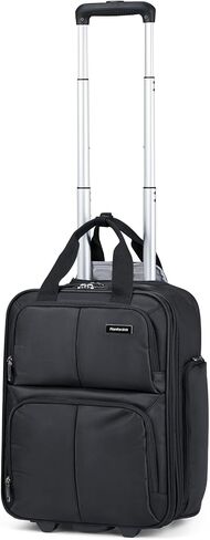 Hanke Softside Underseat Carry On Luggage with Wheels,Travel Luggage Rolling Bag Small Suitcase，Black, Underseater 16-Inch in Saudi Arabia