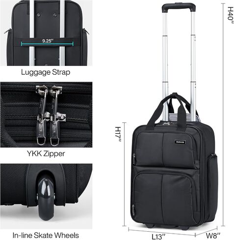 Hanke Softside Underseat Carry On Luggage with Wheels,Travel Luggage Rolling Bag Small Suitcase，Black, Underseater 16-Inch in Saudi Arabia