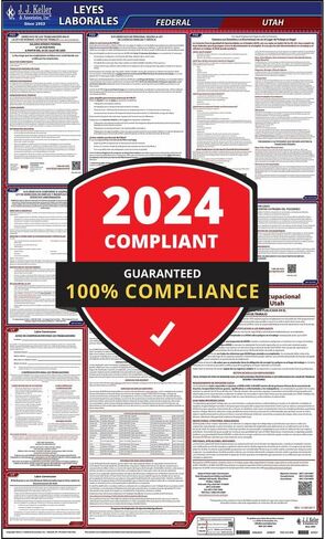 ملصق قانون العمل الفيدرالي ويوتا لعام 2024 (الإنجليزية، ولاية يوتا) - ملصق مصفح متكامل ومتوافق مع إدارة السلامة والصحة المهنية (OSHA) in Kuwait