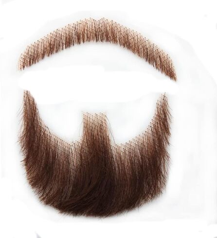 Human Hair Brown Fake Face Beard and Mustache for Adults Men Realistic Makeup Lace Invisible False Beards in Saudi Arabia