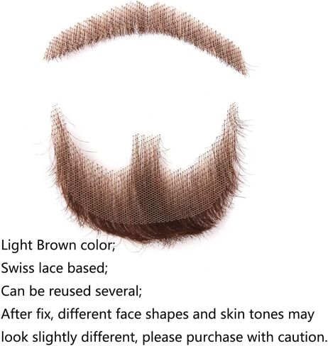 Human Hair Brown Fake Face Beard and Mustache for Adults Men Realistic Makeup Lace Invisible False Beards in Saudi Arabia
