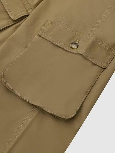 Flamingals Women's Straight Leg Cargo Pants Mid Waist Buckle Flap Pocket Casual Pants in Saudi Arabia