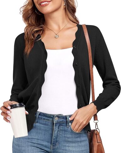 syoss Women's Long Sleeve V-Neck Cardigan Knit Button Down Shrugs Sweater in Kuwait