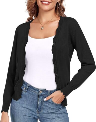 syoss Women's Long Sleeve V-Neck Cardigan Knit Button Down Shrugs Sweater in Kuwait