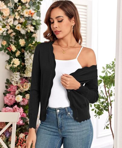 syoss Women's Long Sleeve V-Neck Cardigan Knit Button Down Shrugs Sweater in Kuwait