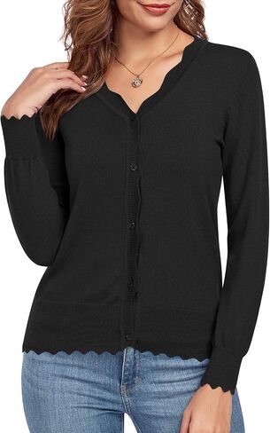 syoss Women's Long Sleeve V-Neck Cardigan Knit Button Down Shrugs Sweater in Kuwait