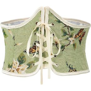 American Trends Corset Belt for Women Renaissance Corset Lace Up Zipper Floral Corset Medieval Ren Faire Accessories