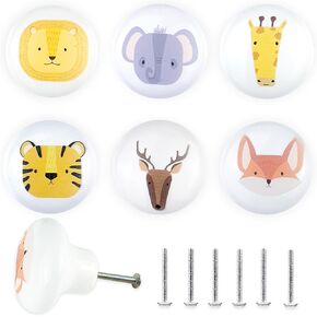6 Pack 1.5" Kids Unique Cute Nursery Animal Lion Cabinet Dresser Drawer Knobs Handles Pulls