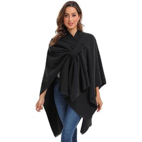 Women Large Shawl Wraps Soft Warm Copy Pashmina Shawl Lightweight Travel Knitted Scarf With Front Cross Tab