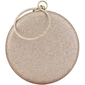 Women's Round Ball Clutch Rhinestone Ring Handle Designer Wristlets Handbag Purse Wedding Party Prom Evening Bag (Gold)