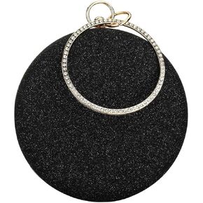 Women's Round Ball Clutch Rhinestone Ring Handle Designer Wristlets Handbag Purse Wedding Party Prom Evening Bag (Gold)
