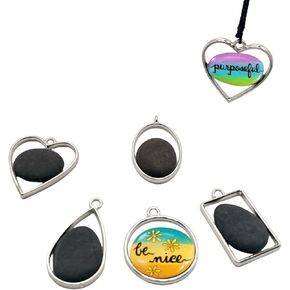 CYLHCM 5PCS River Pebbles Necklace,River Rock Pendants, Rock Necklaces, Nature River Pebbles, Flat Rocks for Painting, DIY, Necklaces,Earrings,Crafts, Decoration (Bronze)