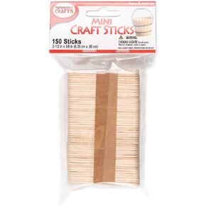 Craft County | Natural Wood Craft Sticks – Popsicle, Ice Cream, Coffee Stirrers for Beverages, Art Projects, Waxing & Labels | Mini - 150 Pack (2.5" x .375")