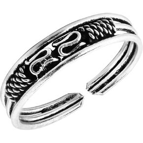 Balinese Inspired Twisted Rope Adjustable .925 Sterling Silver Toe Ring or Pinky Ring