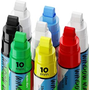 Car Window Markers for Glass Washable, 8 Jumbo Liquid Chalk Pens with 10mm Wide Tips & 3 in 1 Nib, Window Paint for Glass, Chalkboard, Menu Board, Restaurant, Bistro, Grocery Store