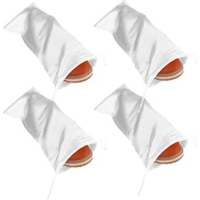 4 Pack Shoe Bags for Travel Satin Fabric Shoe Bag Portable Shoe Dust Bags with Drawstring Shoes Storage Bags 6.9" X 14" Cotton Drawstring Bags White Shoe Covers for Storing Shoes