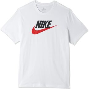 Nike Men's NSW Icon Futura Tee White/Black/University Red (Large)