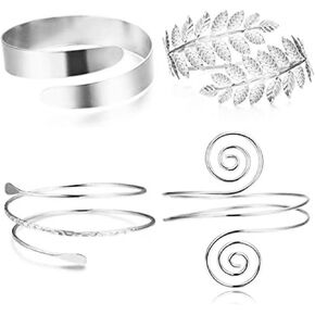 Long tiantian Gold Arm Cuff Jewelry for Women Arm Bracelet Upper Arm Silver Arm Cuff Bangle Halloween Greek Goddess Costume