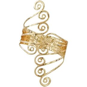 Caiyao Boho Spiral Upper Arm Bracelet Cuff Bangle for Women Gold Silver Angel Wings Bohemian Open Upper Arm Bangle Bracelet Adjustable Armband Jewelry