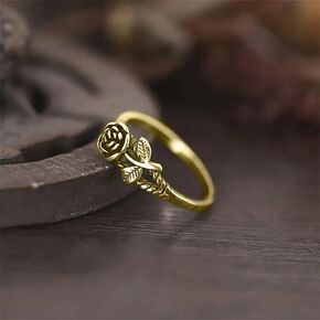 Metmejiao Vintage Rose Silver Ring Tiny Rose Flower Silver Ring Stacking Rings for Women Small Dainty 925 Silver Plated Ring Delicate Everyday Ring for Women Minimalist Personalized Jewelry Rose 8