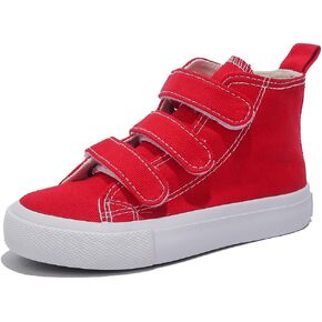 Boys and Girls High Top Children's Canvas Shoes Solid Color Sticky Button Casual Shoes Start School Season Little White Shoes Fashion Sneakers Shoes