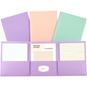 3 Pcs 8.5 x 11 Inch 3 Pocket Tri fold Pocket Folders with Business Card Holder Plastic Pastel 3 Pocket Folder for Letter Size Paper Office Use, 3 Colors(Pastel) in Kuwait