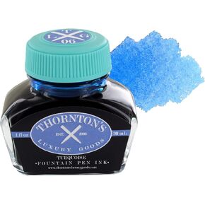 Thornton's Luxury Goods Premium Fountain Pen Ink Bottle 30ml - Turquoise | Smooth Effortless Flawless Writing | Suitable for All Brand and Calligraphy Pens | Office Supplies | International Standard