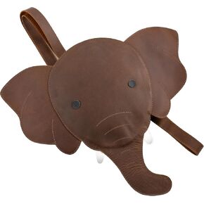 Hide & Play, Elephant-Shaped Shoulder Bag, Messenger Bag, Travel Bag for Men and Women, Full Grain Leather, Handmade, Bourbon Brown